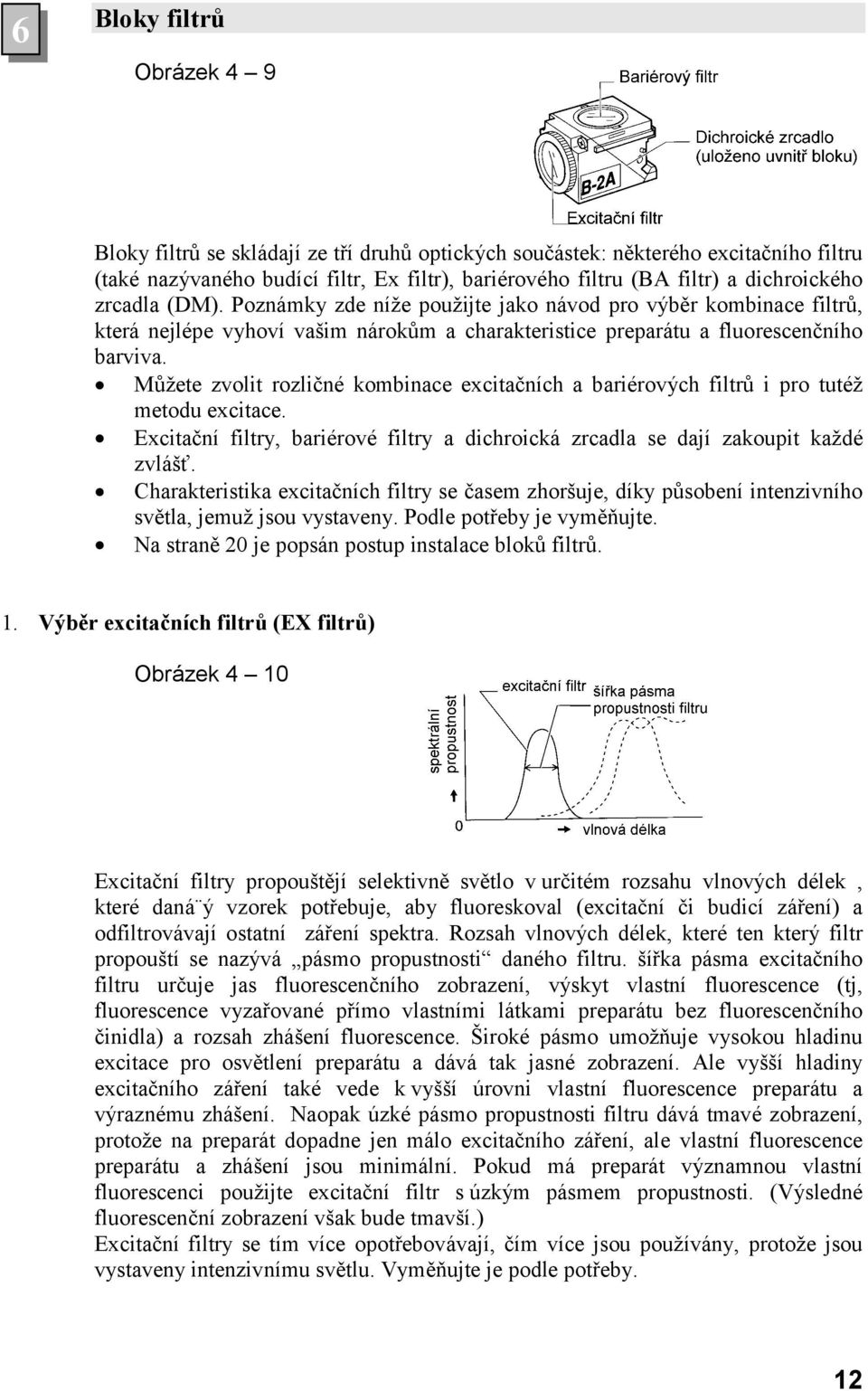 Můžete zvolit rozličné kombinace excitačních a bariérových filtrů i pro tutéž metodu excitace. Excitační filtry, bariérové filtry a dichroická zrcadla se dají zakoupit každé zvlášť.