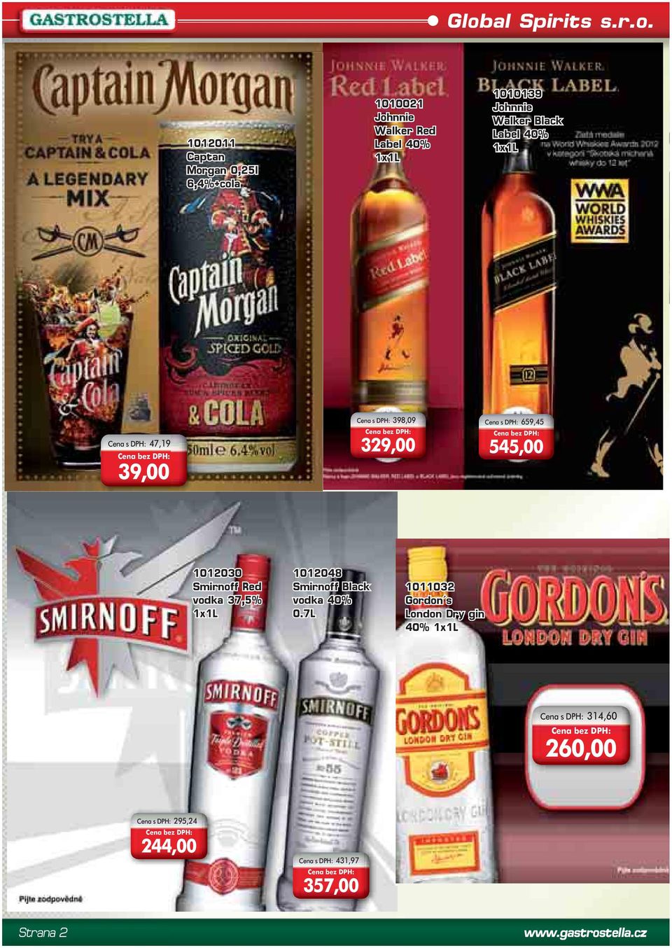 659,45 545,00 1012030 Smirnoff Red vodka 37,5% 1012048 Smirnoff Black vodka 40% 0.