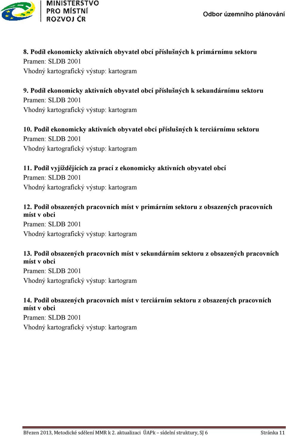 Podíl obsazených pracovních míst v primárním sektoru z obsazených pracovních míst v obci 13.