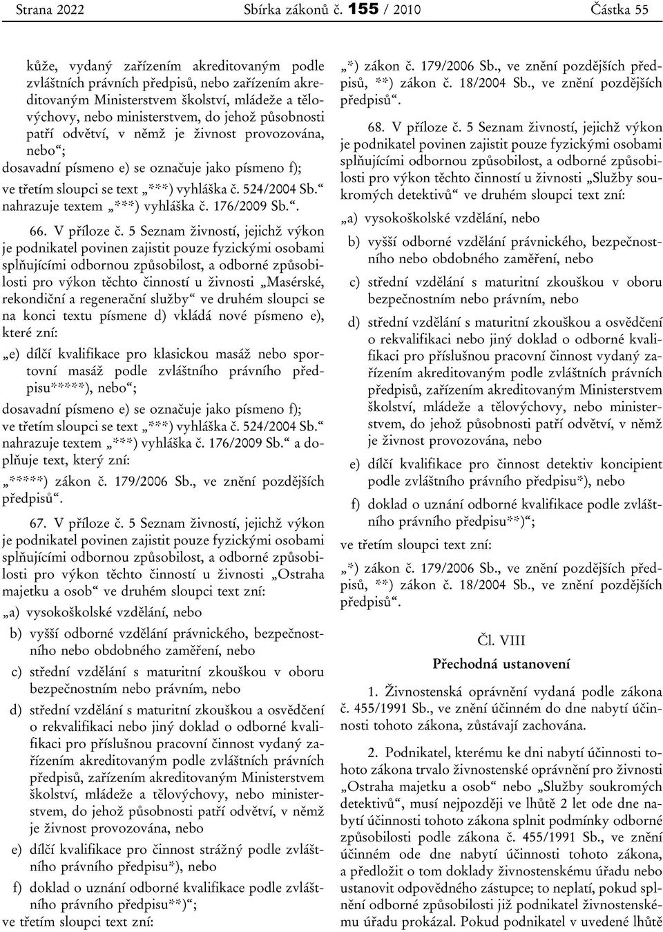 působnosti patří odvětví, v němž je živnost provozována, nebo ; dosavadní písmeno e) se označuje jako písmeno f); ve třetím sloupci se text ***) vyhláška č. 524/2004 Sb.