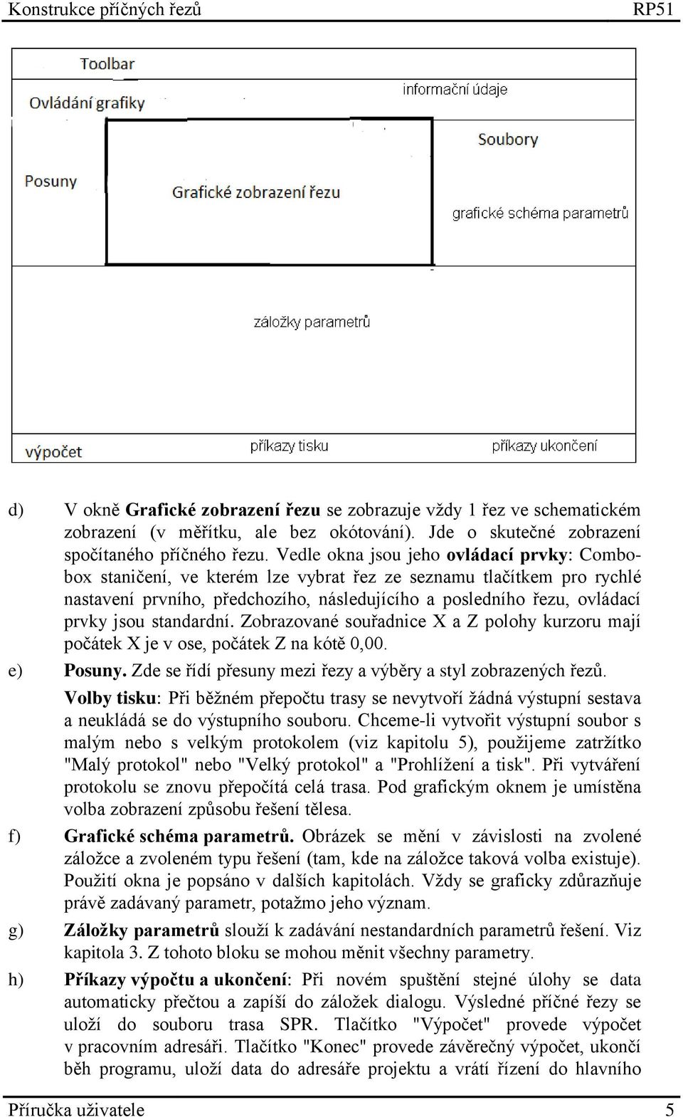 standardní. Zobrazované souřadnice X a Z polohy kurzoru mají počátek X je v ose, počátek Z na kótě 0,00. e) Posuny. Zde se řídí přesuny mezi řezy a výběry a styl zobrazených řezů.