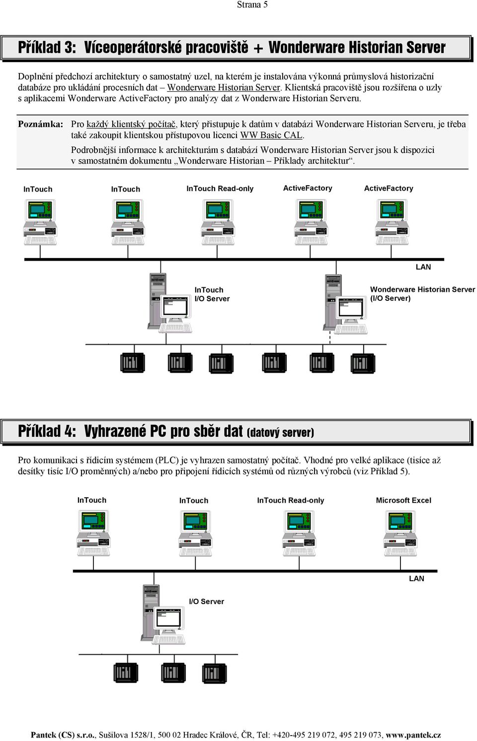 Poznámka: Pro každý klientský počítač, který přistupuje k datům v databázi Wonderware Historian Serveru, je třeba také zakoupit klientskou přístupovou licenci WW Basic CAL.