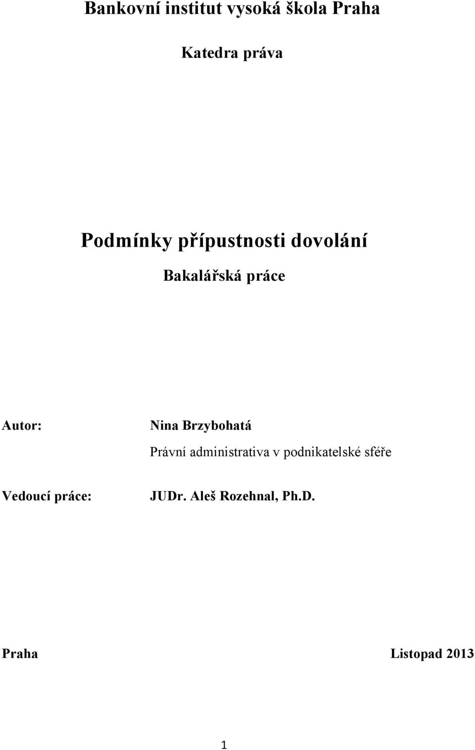 Nina Brzybohatá Právní administrativa v podnikatelské