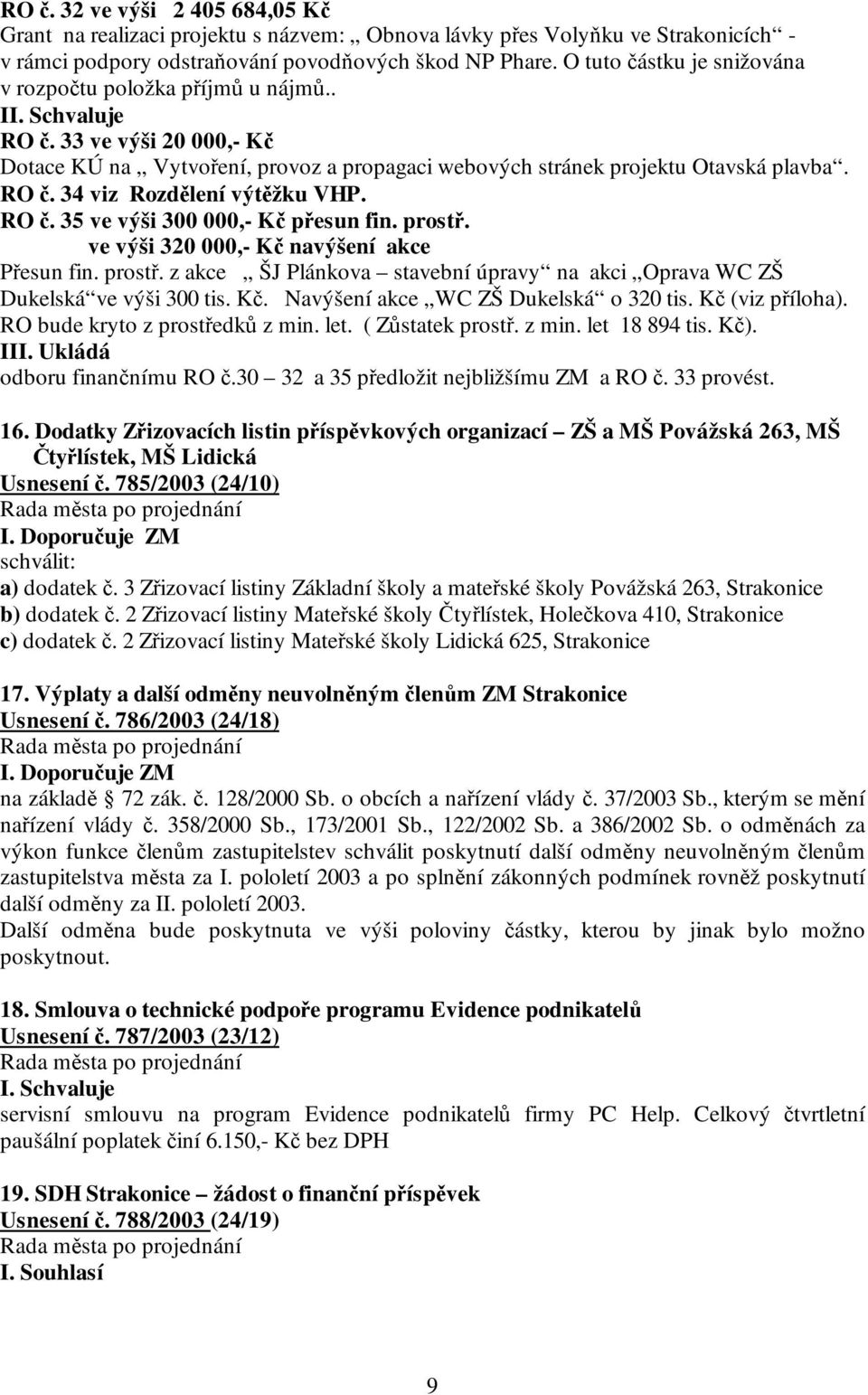 RO č. 35 ve výši 300 000,- Kč přesun fin. prostř. ve výši 320 000,- Kč navýšení akce Přesun fin. prostř. z akce ŠJ Plánkova stavební úpravy na akci Oprava WC ZŠ Dukelská ve výši 300 tis. Kč. Navýšení akce WC ZŠ Dukelská o 320 tis.