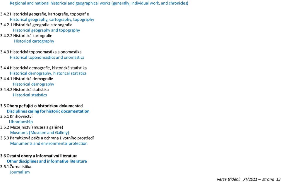 4.3 Historická toponomastika a onomastika Historical toponomastics and onomastics 3.4.4 Historická demografie, historická statistika Historical demography, historical statistics 3.4.4.1 Historická demografie Historical demography 3.