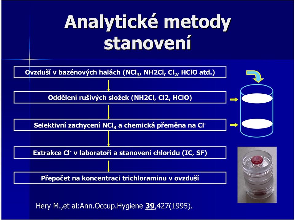 chemická přeměna na Cl - Extrakce Cl - v laboratoři a stanovení chloridu (IC, SF)