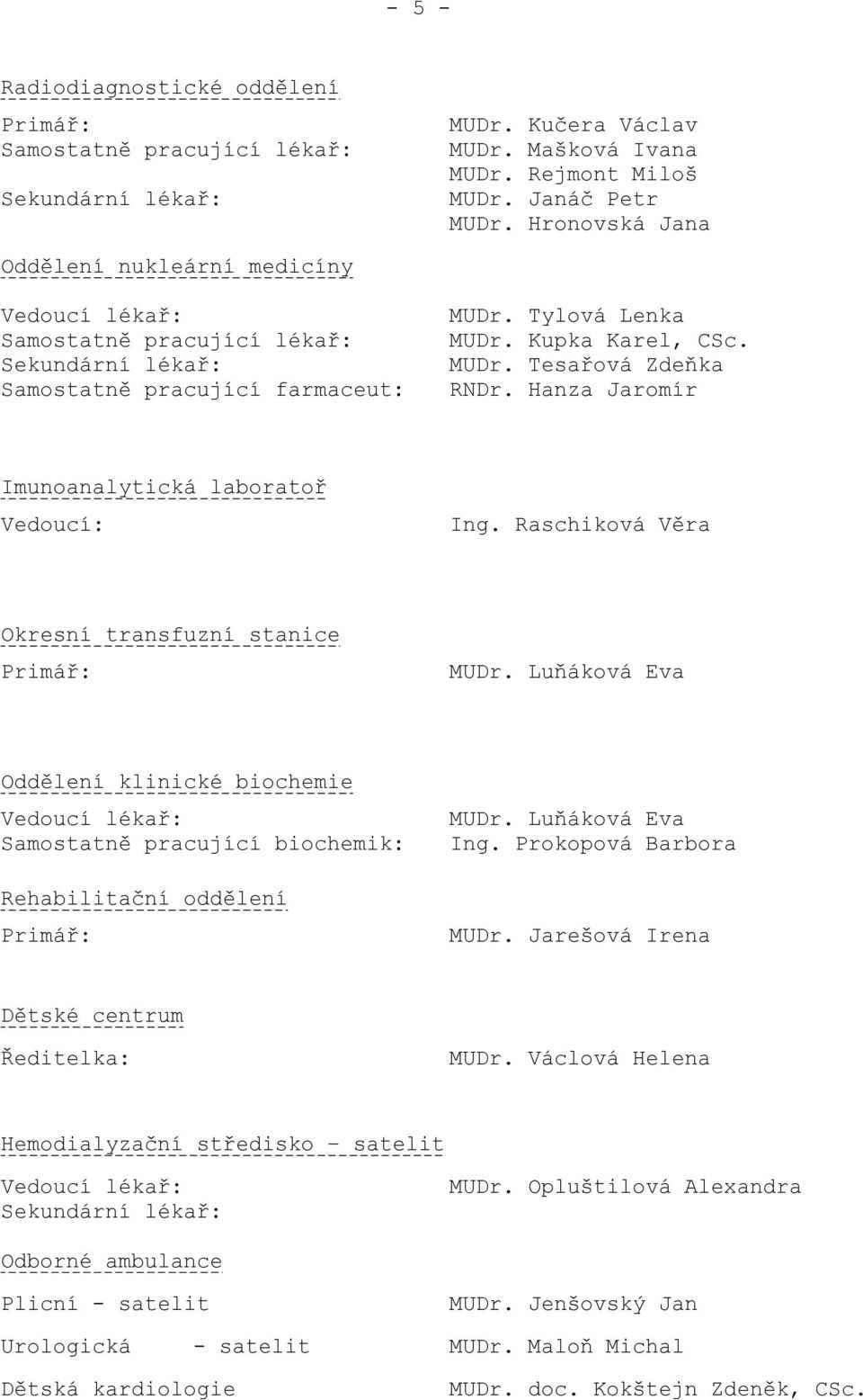 Hanza Jaromír Imunoanalytická laboratoř Vedoucí: Ing. Raschiková Věra Okresní transfuzní stanice Primář: MUDr.