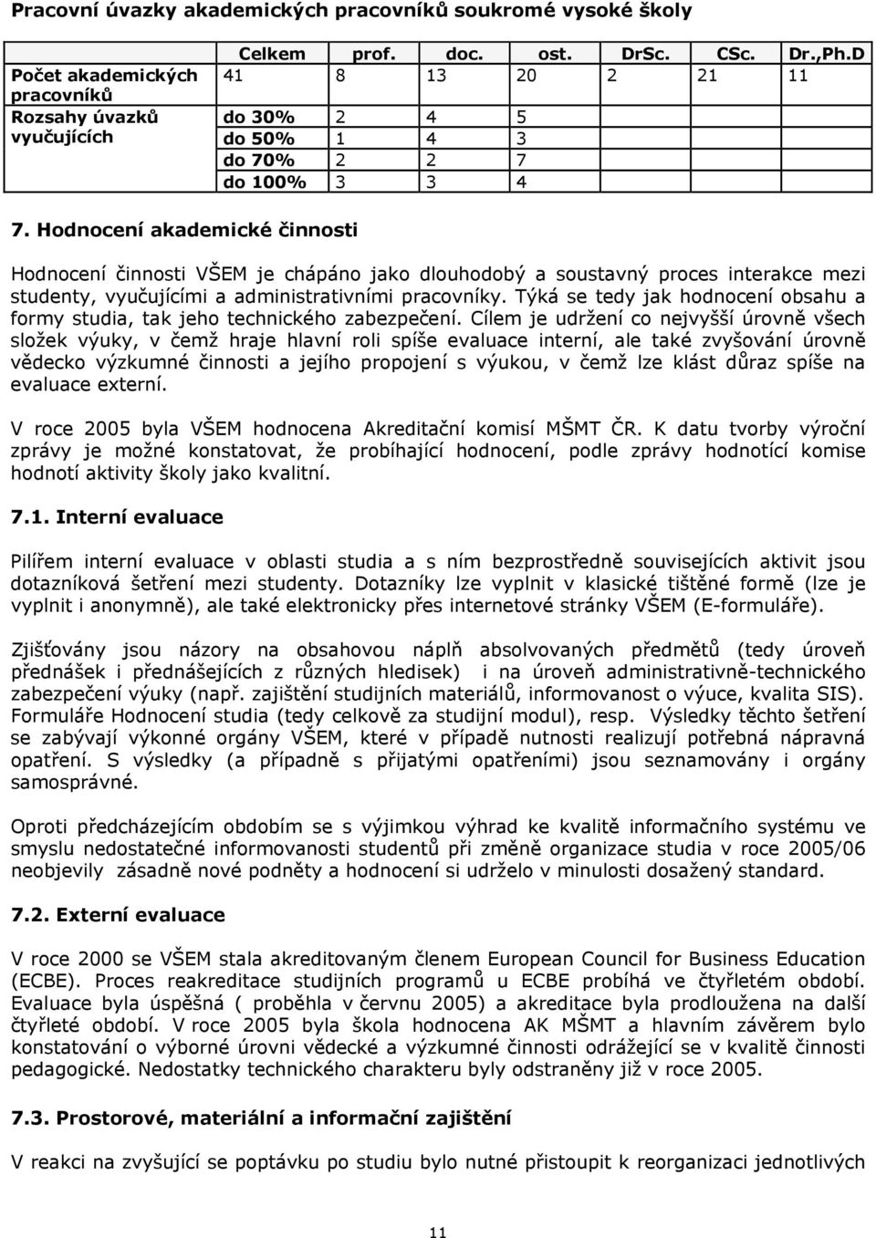 Hodnocení akademické činnosti Hodnocení činnosti VŠEM je chápáno jako dlouhodobý a soustavný proces interakce mezi studenty, vyučujícími a administrativními pracovníky.