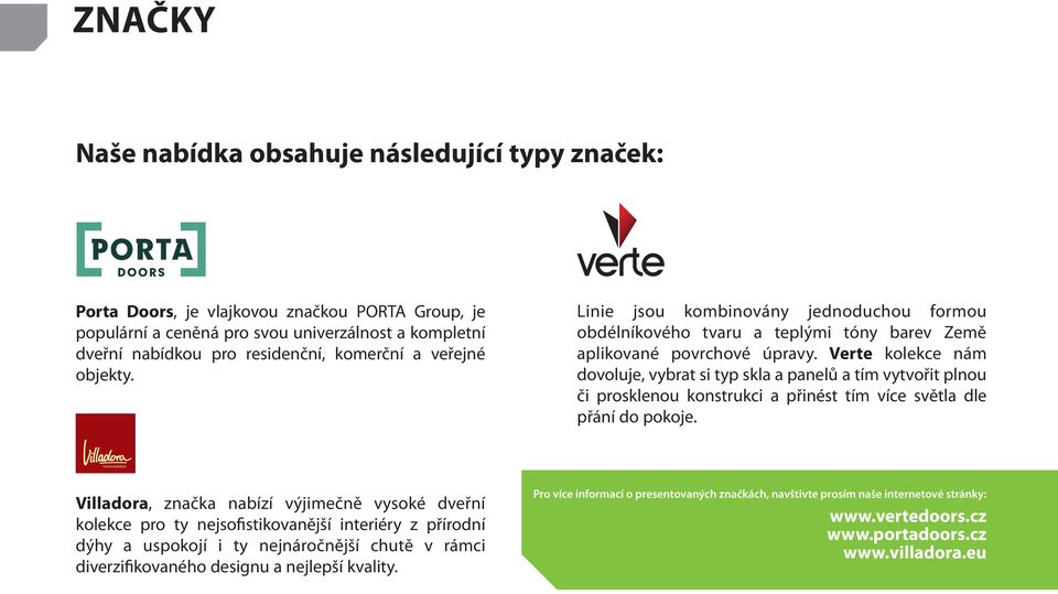 verte kolekce nám dovoluje, vybrat si typ skla a panelů a tím vytvořit plnou či prosklenou konstrukci a přinést tím více světla dle přání do pokoje.