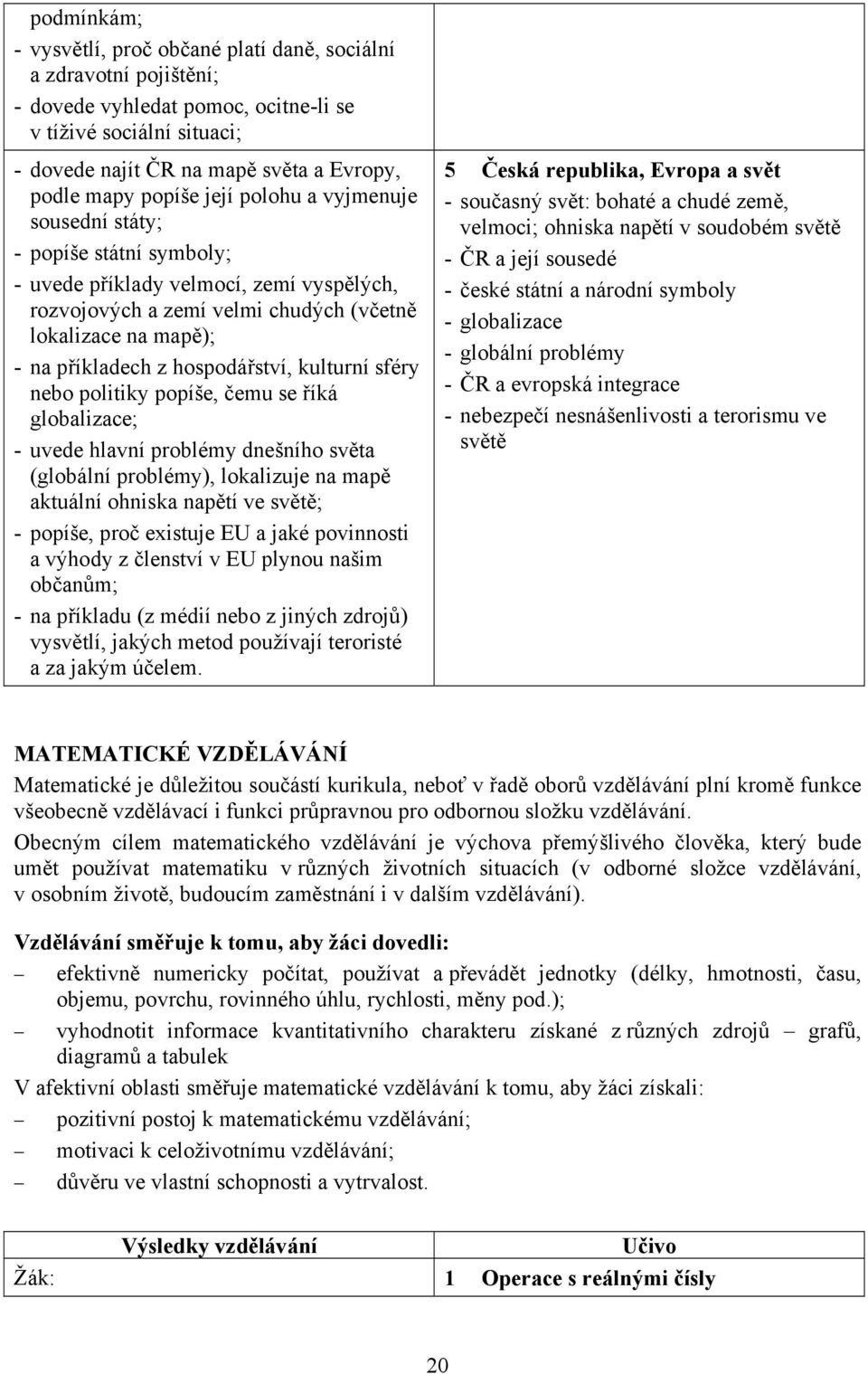 hospodářství, kulturní sféry nebo politiky popíše, čemu se říká globalizace; - uvede hlavní problémy dnešního světa (globální problémy), lokalizuje na mapě aktuální ohniska napětí ve světě; - popíše,