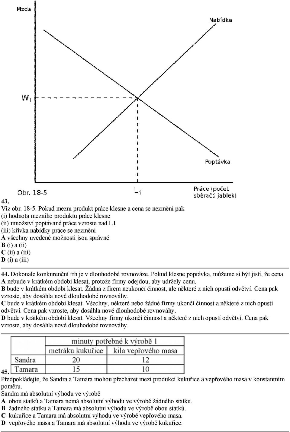 možnosti jsou správné B (i) a (ii) C (ii) a (iii) D (i) a (iii) 44. Dokonale konkurenční trh je v dlouhodobé rovnováze.