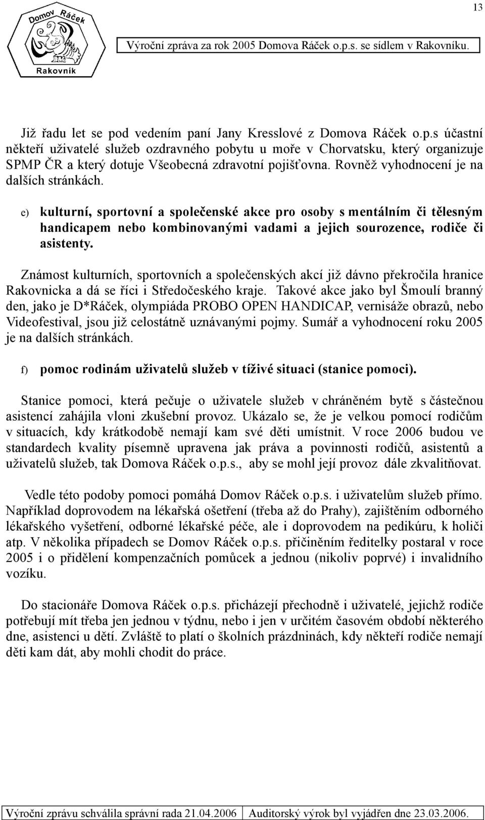 Známost kulturních, sportovních a společenských akcí již dávno překročila hranice Rakovnicka a dá se říci i Středočeského kraje.