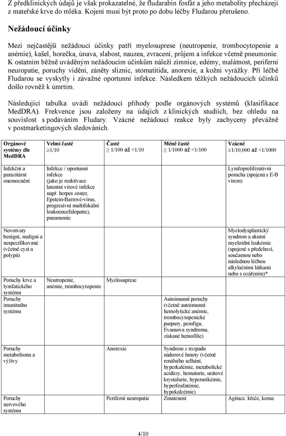 K ostatním běžně uváděným nežádoucím účinkům náleží zimnice, edémy, malátnost, periferní neuropatie, poruchy vidění, záněty sliznic, stomatitida, anorexie, a kožní vyrážky.