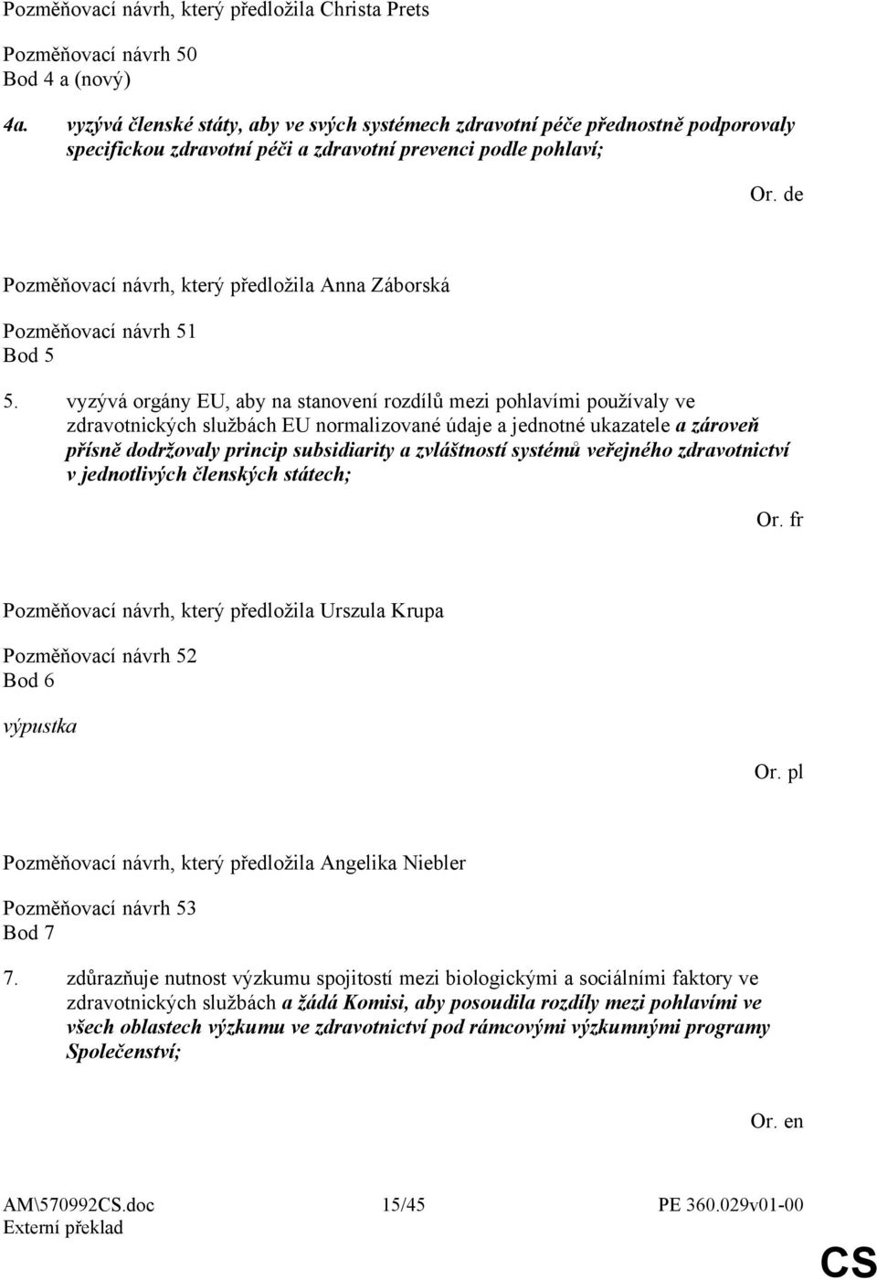 Pozměňovací návrh 51 Bod 5 5.