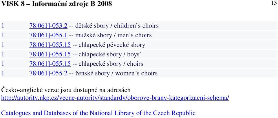 15 -- chlapecké sbory / boys 1 78:061]-055.15 -- chlapecké sbory / choirs 1 78:061]-055.