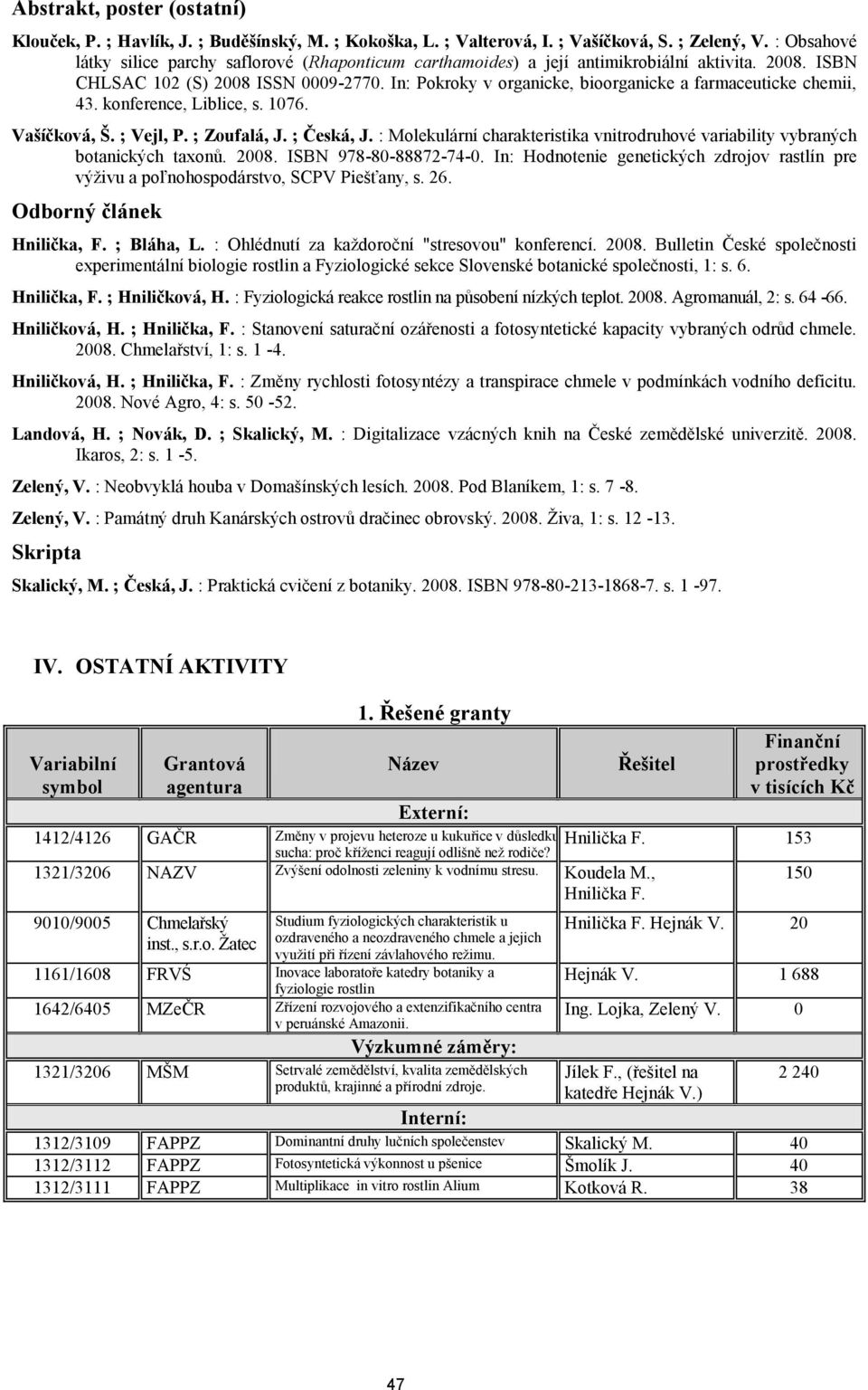 In: Pokroky v organicke, bioorganicke a farmaceuticke chemii, 43. konference, Liblice, s. 1076. Vašíčková, Š. ; Vejl, P. ; Zoufalá, J. ; Česká, J.