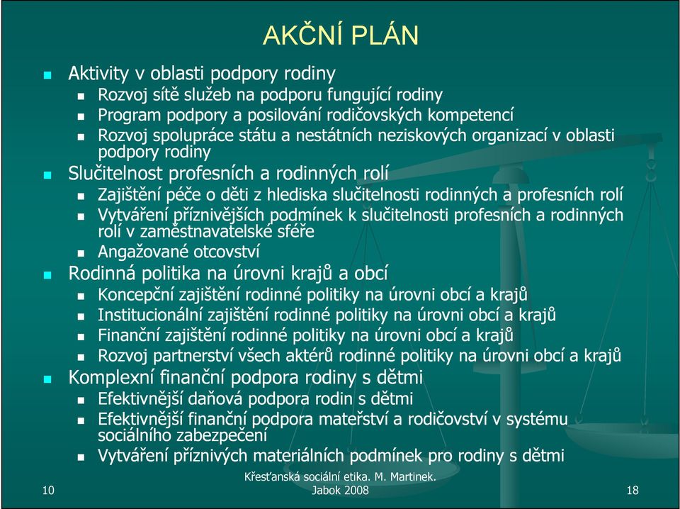 slučitelnosti profesních a rodinných rolí v zaměstnavatelské sféře Angažované otcovství Rodinná politika na úrovni krajů a obcí Koncepční zajištění rodinné politiky na úrovni obcí a krajů