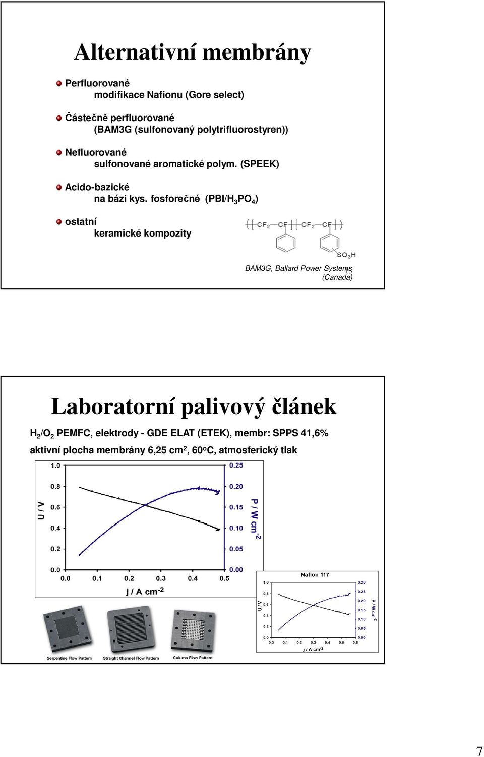 fosforečné (PBI/H 3 PO 4 ) ostatní keramické kompozity BAM3G, Ballard Power Systems 13 (Canada) Laboratorní