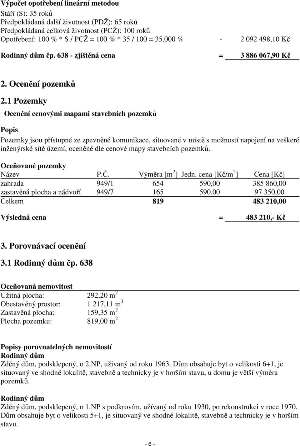 1 Pozemky Ocenění cenovými mapami stavebních pozemků Popis Pozemky jsou přístupné ze zpevněné komunikace, situované v místě s možností napojení na veškeré inženýrské sítě území, oceněné dle cenové