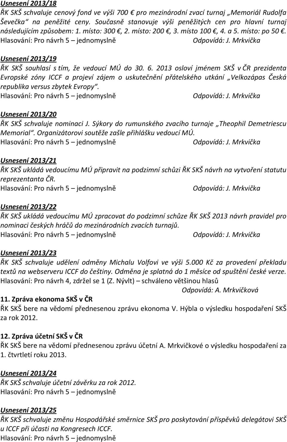 Usnesení 19 ŘK SKŠ souhlasí s tím, že vedoucí MÚ do 30. 6.