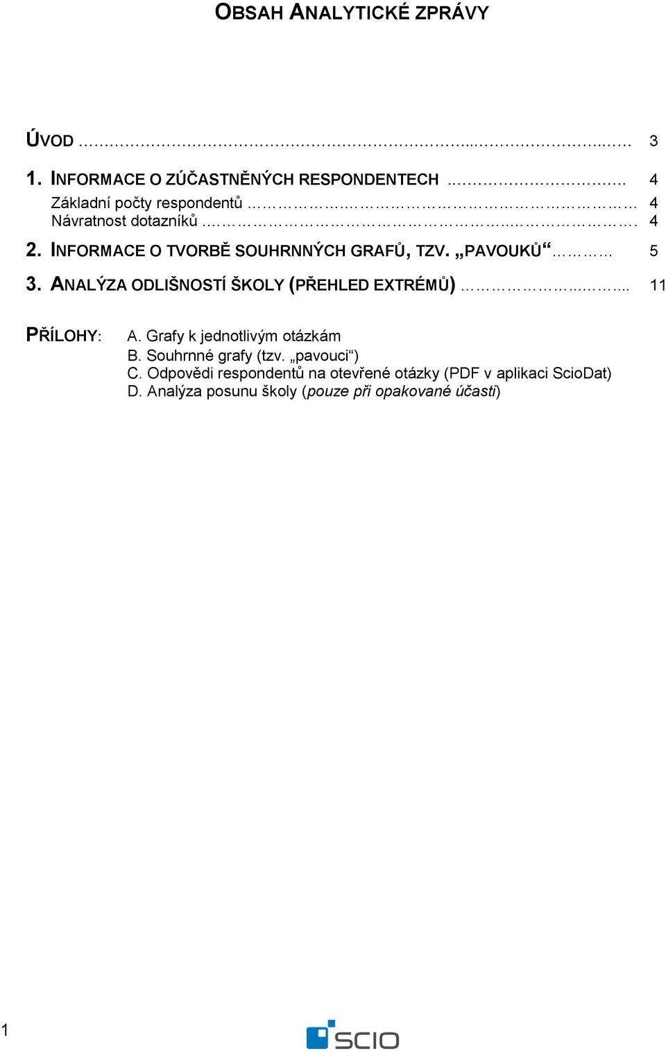 ANALÝZA ODLIŠNOSTÍ ŠKOLY (PŘEHLED EXTRÉMŮ)...... 11 PŘÍLOHY: A. Grafy k jednotlivým otázkám B.