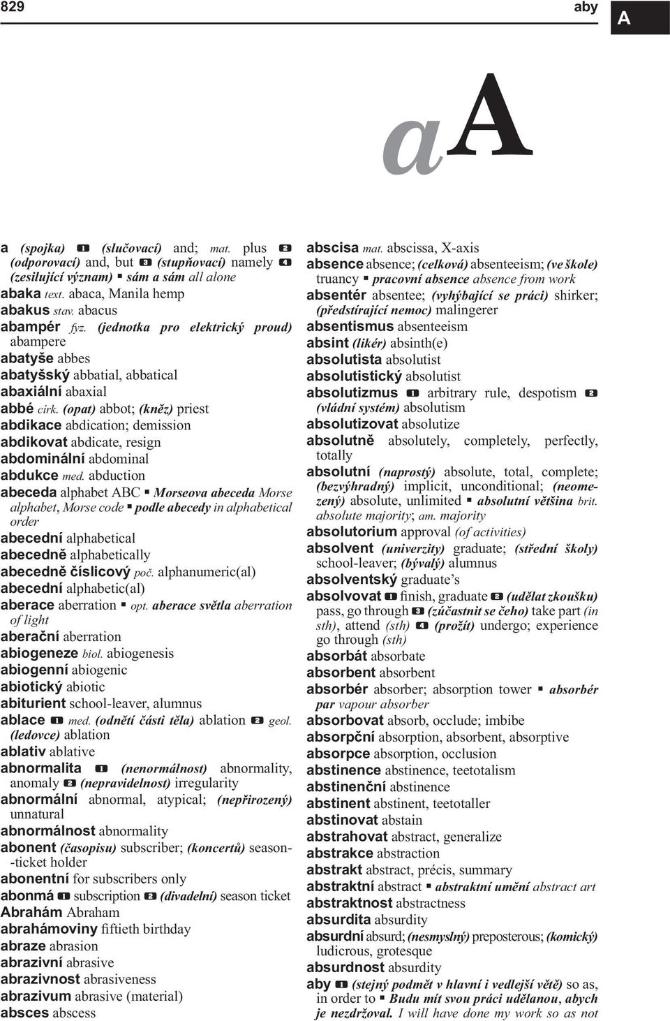 (opat) abbot; (kněz) priest abdikace abdication; demission abdikovat abdicate, resign abdominální abdominal abdukce med.