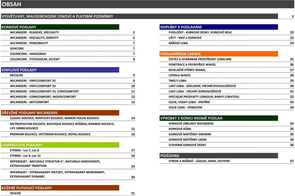 25 PENETRACE A PRYSKYŘICE WAKOL 26 VINYLOVÉ PODLAHY NIVELAČNÍ STĚRKY WAKOL 27 DECOLIFE 9 LEPIDLA WAKOL 28 WICANDERS - VINYLCOMFORT 32 9 TMELY LOBA 29 WICANDERS - VINYLCOMFORT 33 10 LAKY LOBA -