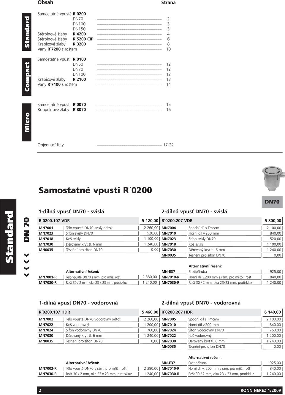 - svislá 2-dílná vpusť - svislá R 00.107 VDR 5 1,00 R 00.7 VDR 5 800,00 MN7001 Tělo vpustě svislý odtok 2,00 MN7004 Spodní díl s límcem 2 100,00 MN7023 Sifon svislý 5,00 MN7010 orní díl v.