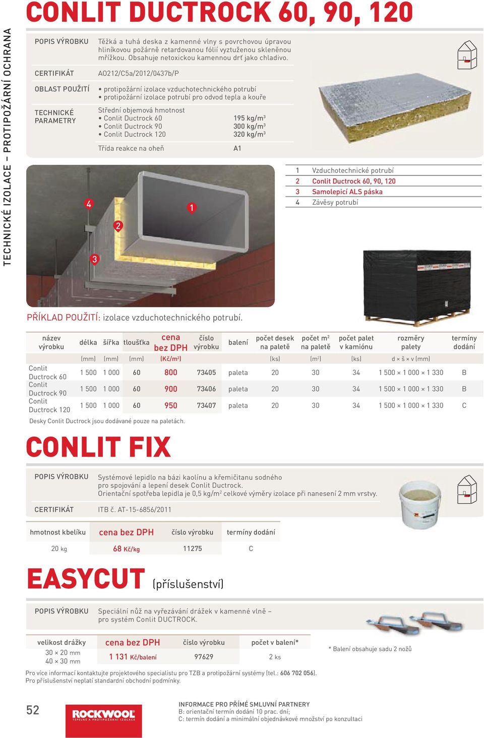 AO/C5a/0/0437b/P protipožární izolace vzduchotechnického potrubí protipožární izolace potrubí pro odvod tepla a kouře Střední objemová hmotnost Conlit Ductrock 60 Conlit Ductrock 90 Conlit Ductrock 0