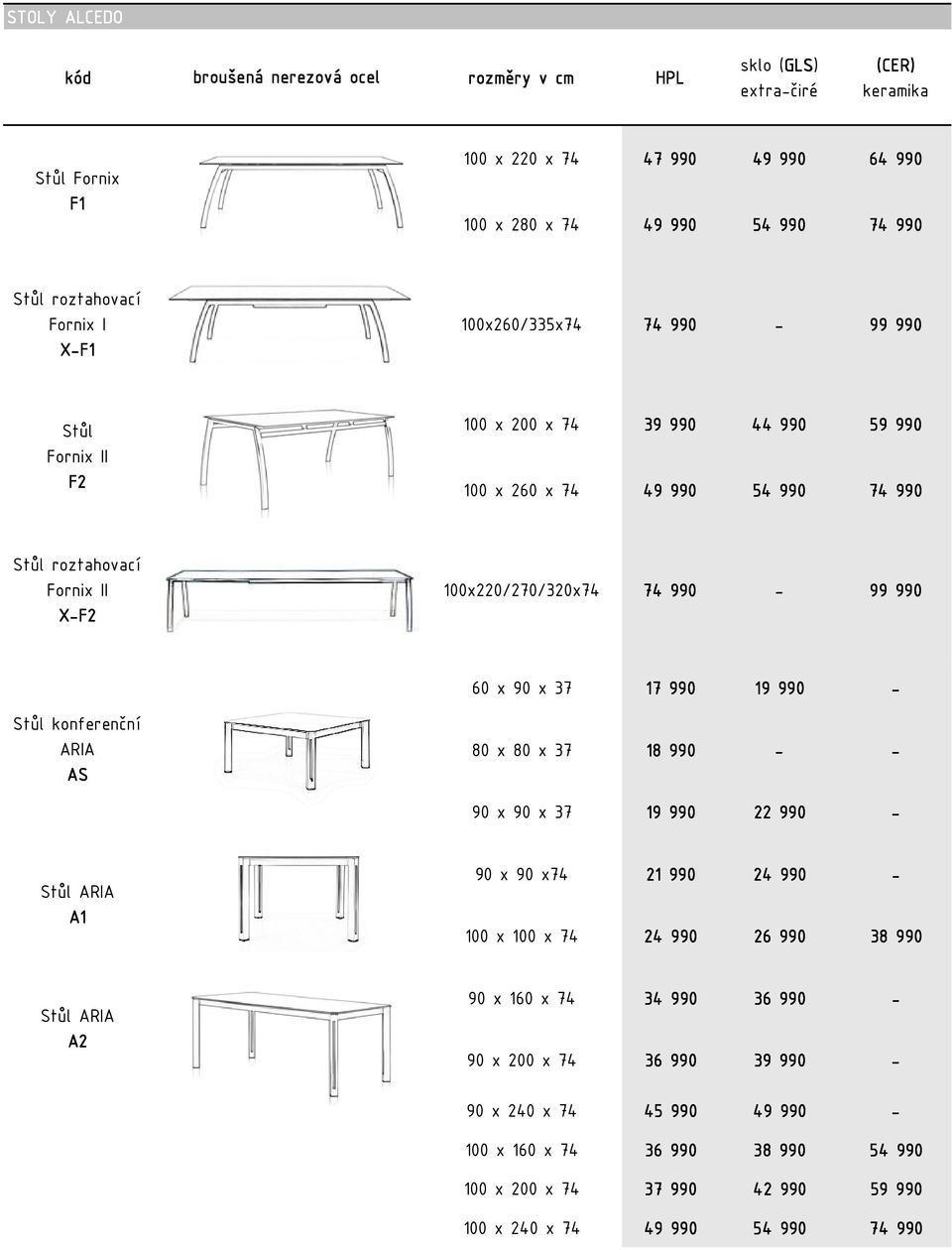 Stůl konferenční ARIA AS 60 x 90 x 37 17 990 19 990-80 x 80 x 37 18 990 - - 90 x 90 x 37 19 990 22 990 - Stůl ARIA A1 90 x 90 x74 21 990 24 990-100 x 100 x 74 24 990 26 990 38 990 Stůl