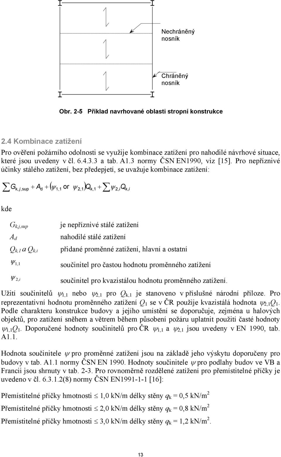 Pro epřízivé účiy tálého zatížeí bez předepjetí e uvažuje ombiace zatížeí: or Q G jup Ad iq i de G jup A d Q a Q i i je epřízivé tálé zatížeí ahodilé tálé zatížeí přidaé proměé zatížeí hlaví a otatí