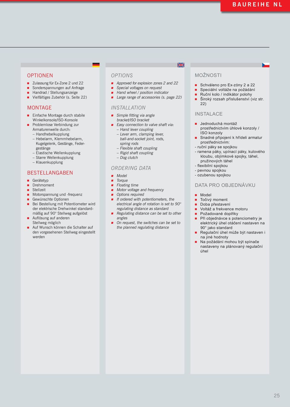 Federgestänge Elastische Wellenkupplung Starre Wellenkupplung Klauenkupplung BESTELLANGABEN Gerätetyp Drehmoment Stellzeit Motorspannung und -frequenz Gewünschte Optionen Bei Bestellung mit