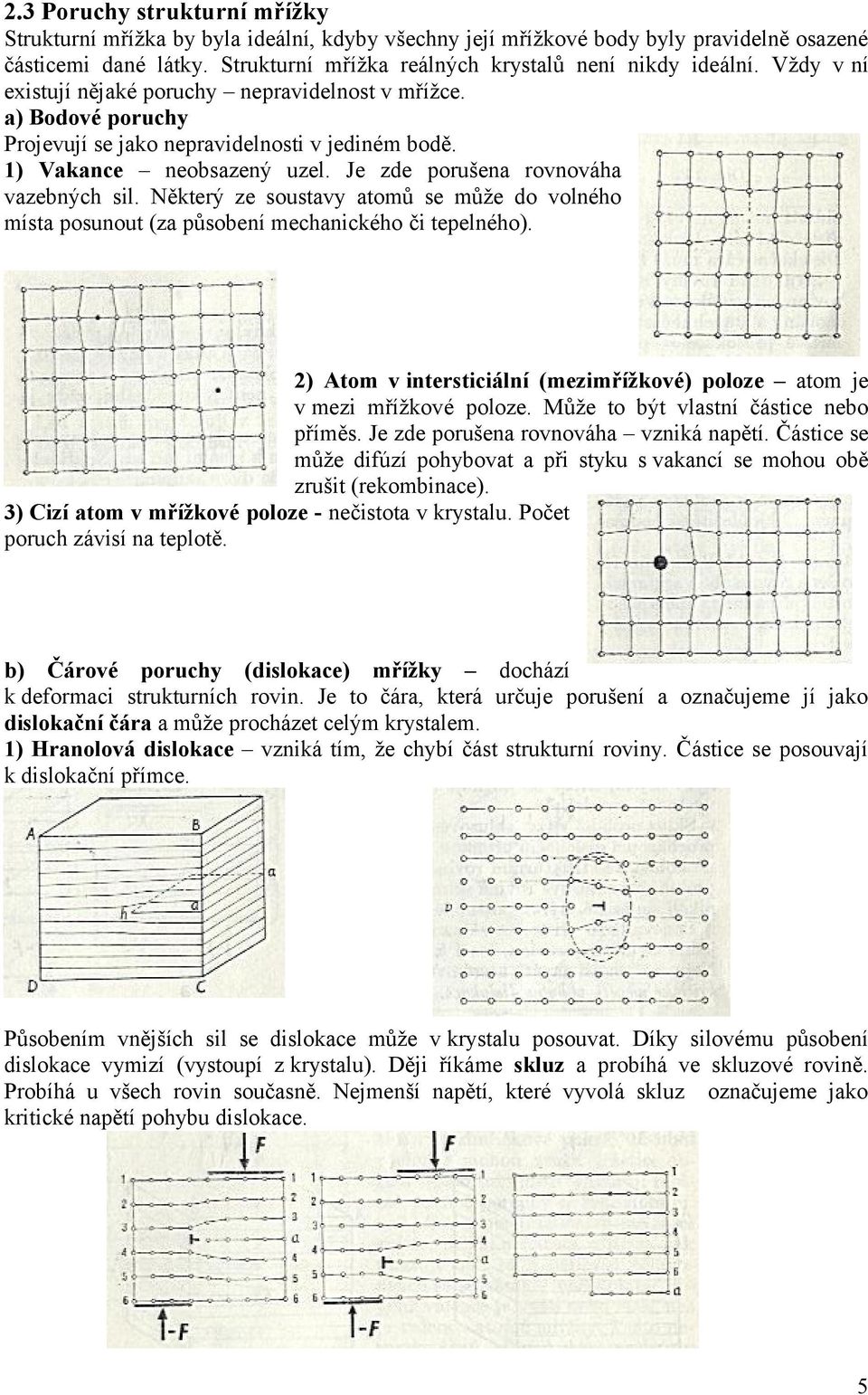 Některý ze soustavy atomů se může do volného místa posunout (za působení mechanického či tepelného). 2) Atom v intersticiální (mezimřížkové) poloze atom je v mezi mřížkové poloze.