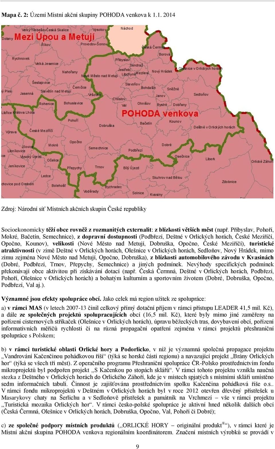 Přibyslav, Pohoří, Mokré, Bačetín, Semechnice), z dopravní dostupnosti (Podbřezí, Deštné v Orlických horách, České Meziříčí, Opočno, Kounov), velikosti (Nové Město nad Metují, Dobruška, Opočno, České