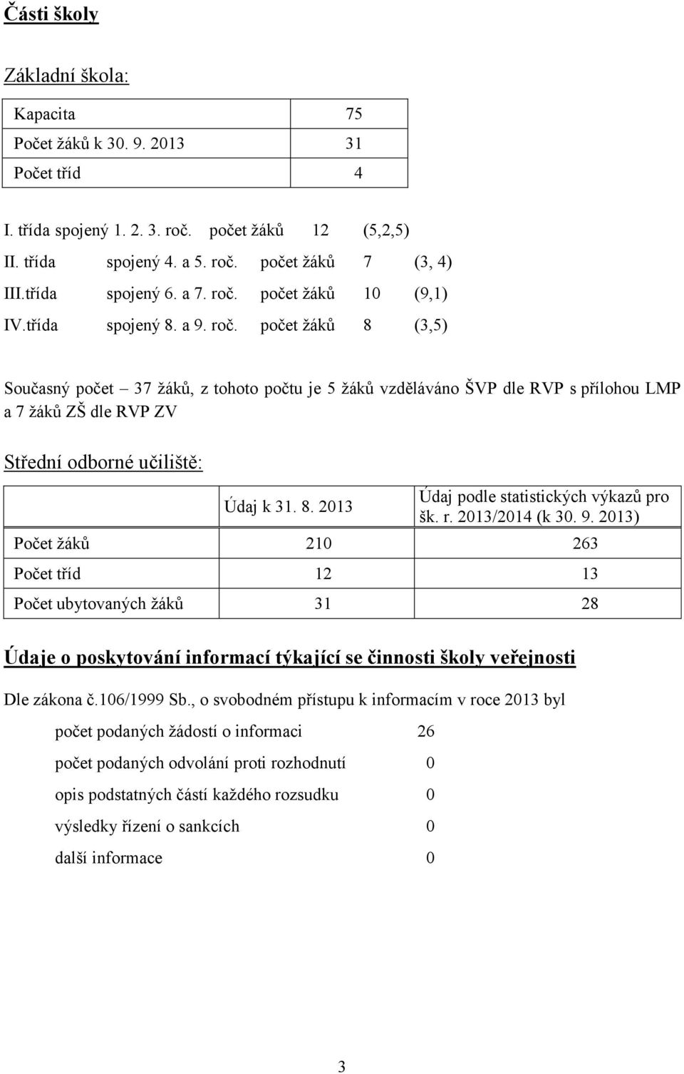 8. 2013 Údaj podle statistických výkazů pro šk. r. 2013/2014 (k 30. 9.