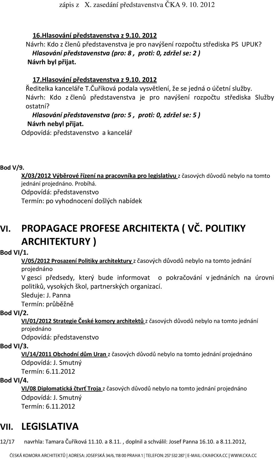 Návrh: Kdo z členů představenstva je pro navýšení rozpočtu střediska Služby ostatní? Hlasování představenstva (pro: 5, proti: 0, zdržel se: 5 ) Návrh nebyl přijat.