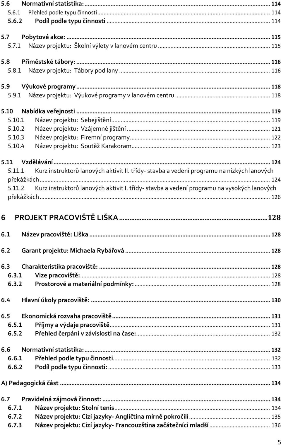 .. 119 5.10.2 Název projektu: Vzájemné jištění... 121 5.10.3 Název projektu: Firemní programy... 122 5.10.4 Název projektu: Soutěž Karakoram... 123 5.11 Vzdělávání... 124 5.11.1 Kurz instruktorů lanových aktivit II.