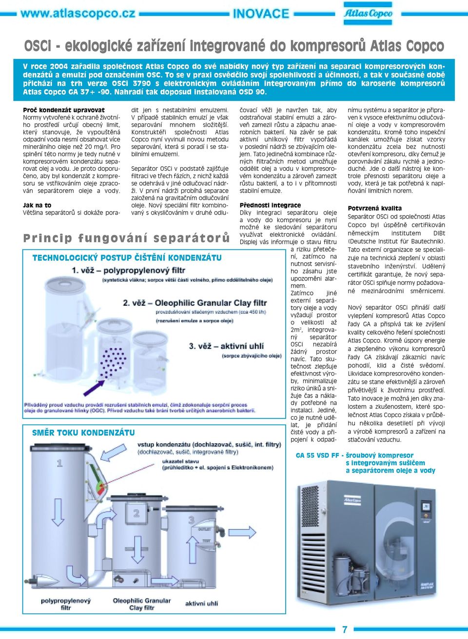 To se v praxi osvědčilo svojí spolehlivostí a účinností, a tak v současné době přichází na trh verze OSCi 3790 s elektronickým ovládáním integrovaným přímo do karoserie kompresorů Atlas Copco GA 37+