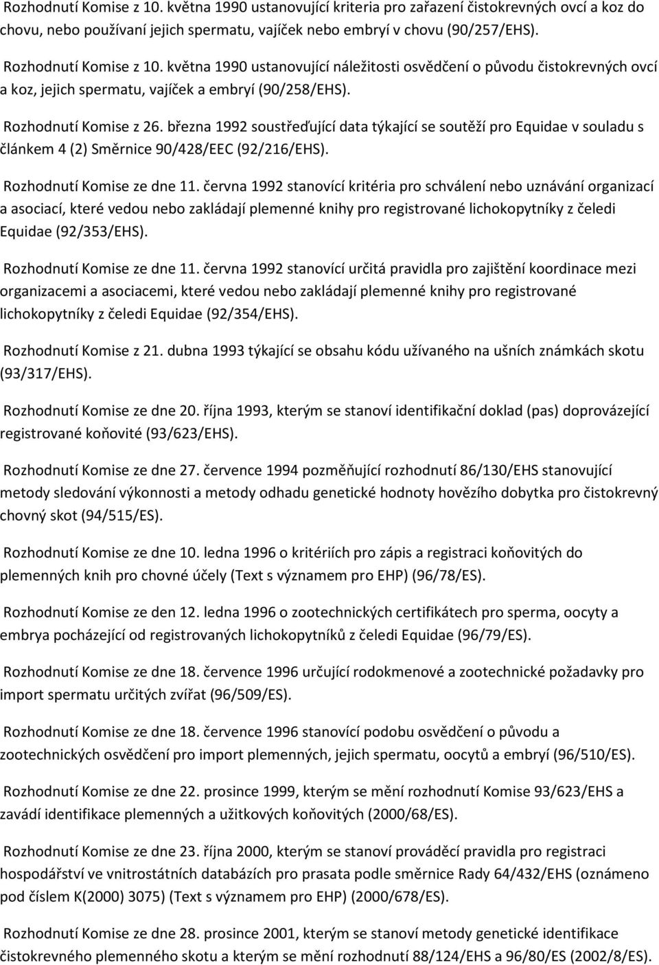 března 1992 soustřeďující data týkající se soutěží pro Equidae v souladu s článkem 4 (2) Směrnice 90/428/EEC (92/216/EHS). Rozhodnutí Komise ze dne 11.