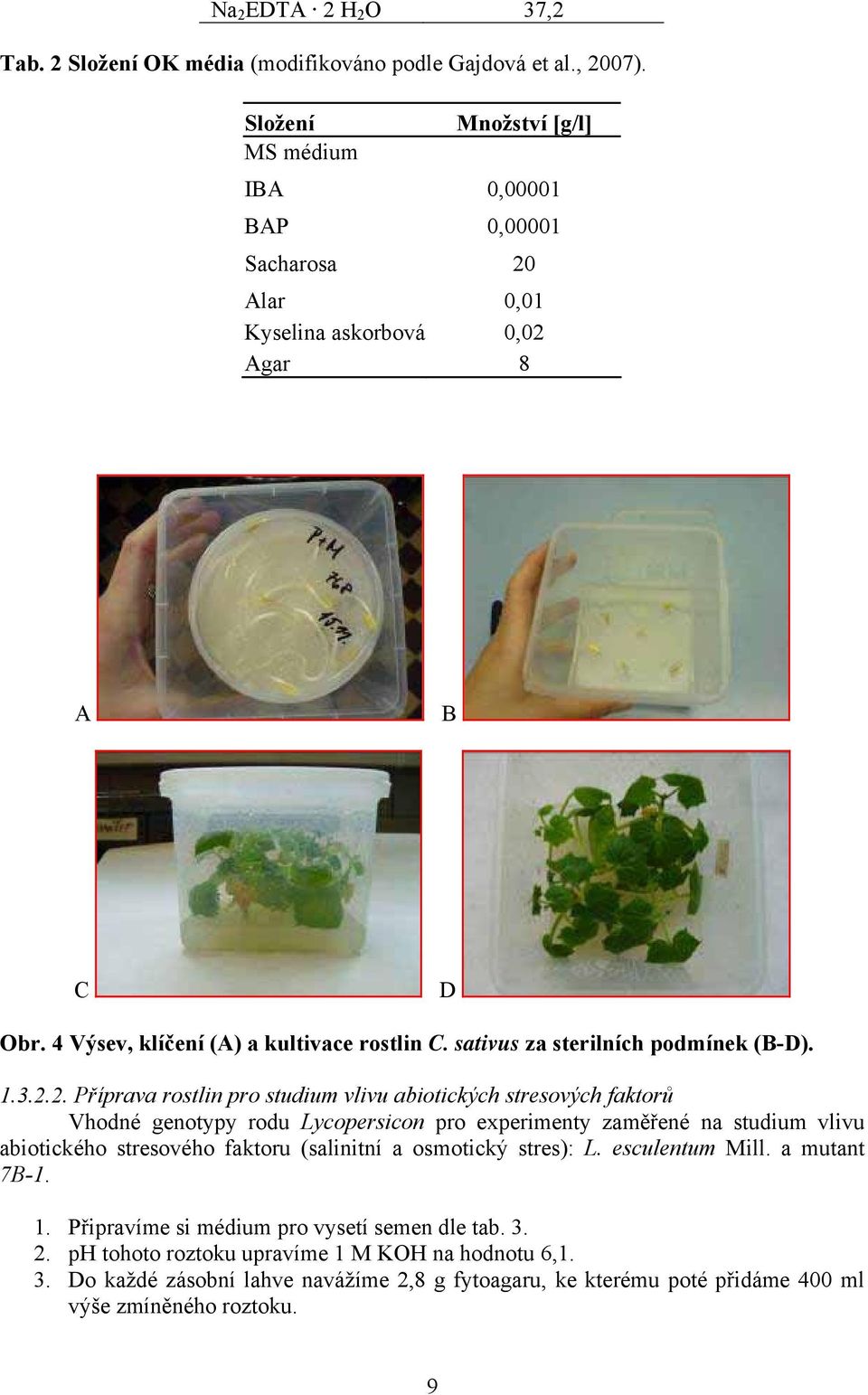 sativus za sterilních podmínek (B-D). 1.3.2.