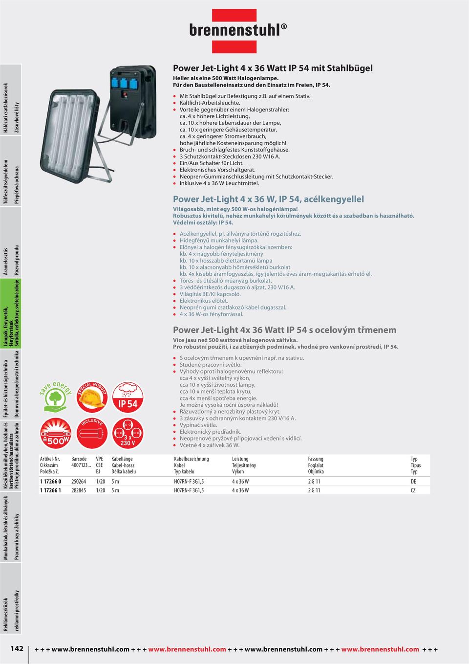 mit Stahlbügel Heller als eine 500 Watt Halogenlampe. Für den Baustelleneinsatz und den Einsatz im Freien, IP 54. Mit Stahlbügel zur Befestigung z.b. auf einem Stativ. Kaltlicht-Arbeitsleuchte.