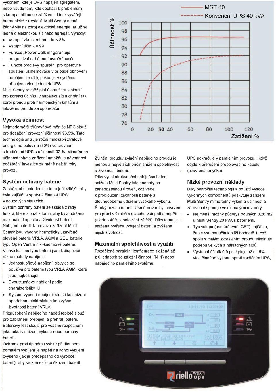 Výhody: Vstupní zkreslení proudu < 3% Vstupní ú iník 0,99 Funkce Power walk-in garantuje progresivní nab hnutí usm r ova e Funkce prodlevy spušt ní pro op tovné spušt ní usm r ova v p ípad obnovení