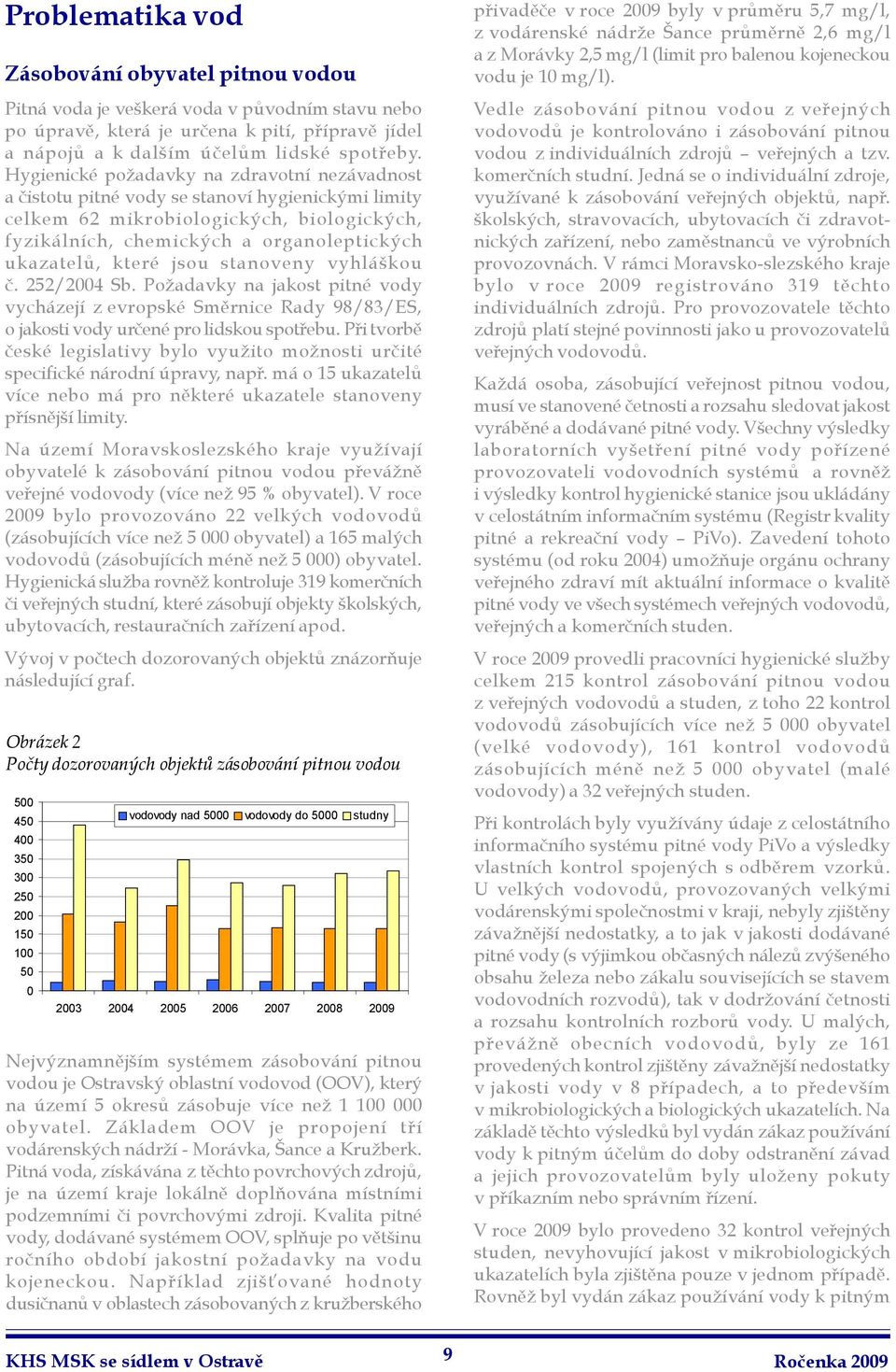 které jsou stanoveny vyhláškou č. 252/2004 Sb. Požadavky na jakost pitné vody vycházejí z evropské Směrnice Rady 98/83/ES, o jakosti vody určené pro lidskou spotřebu.