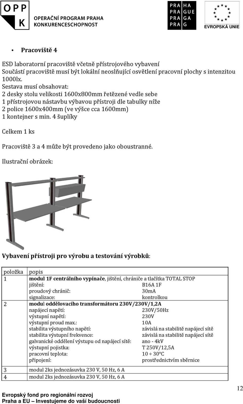 4 šuplíky Celkem 1 ks Pracoviště 3 a 4 může být provedeno jako oboustranné.