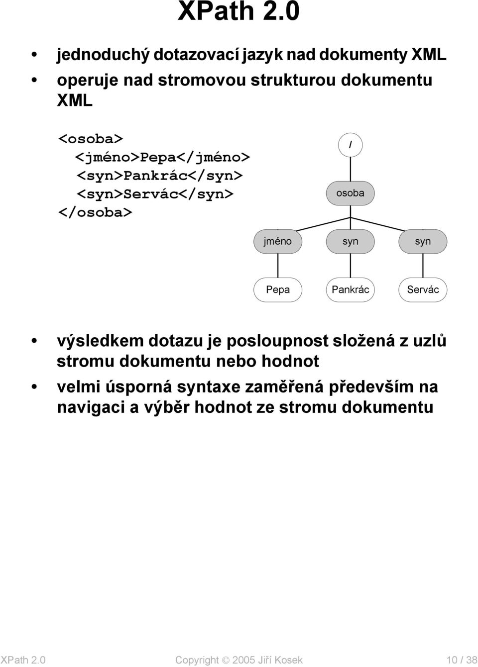 <osoba> <jméno>pepa</jméno> <syn>pankrác</syn> <syn>servác</syn> </osoba> / osoba jméno syn syn