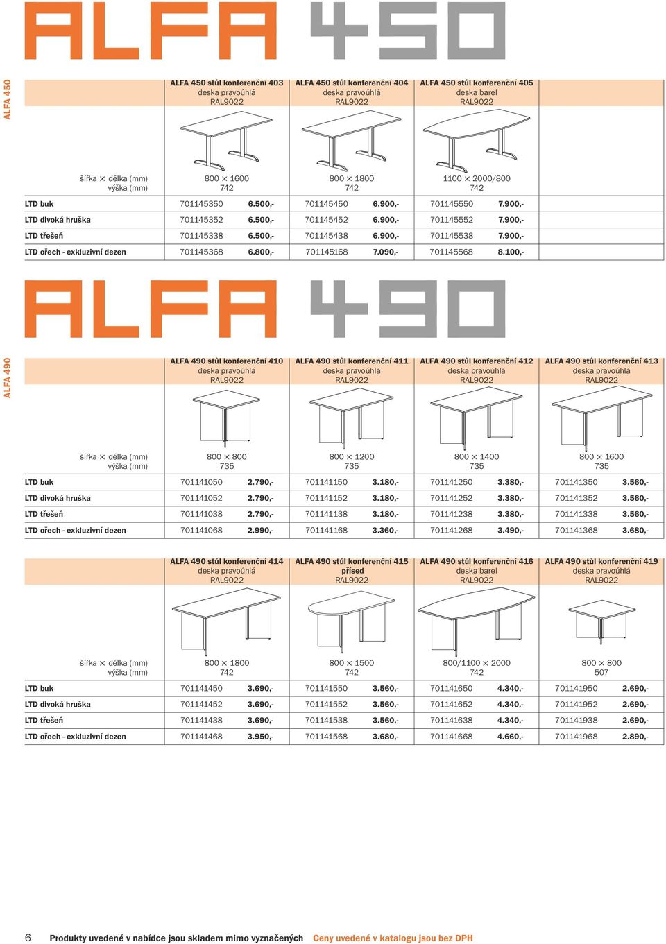 100,- ALFA 490 ALFA 490 stůl konferenční 410 ALFA 490 stůl konferenční 411 ALFA 490 stůl konferenční 412 ALFA 490 stůl konferenční 413 800 1200 800 1400 800 1600 701141050 2.790,- 701141150 3.