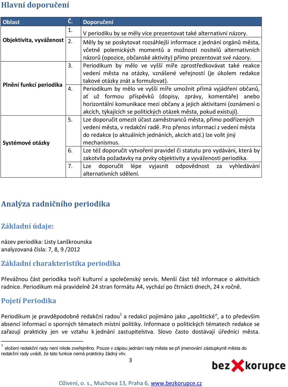 Periodikum by mělo ve vyšší míře zprostředkovávat také reakce vedení města na otázky, vznášené veřejností (je úkolem redakce takové otázky znát a formulovat). 4.