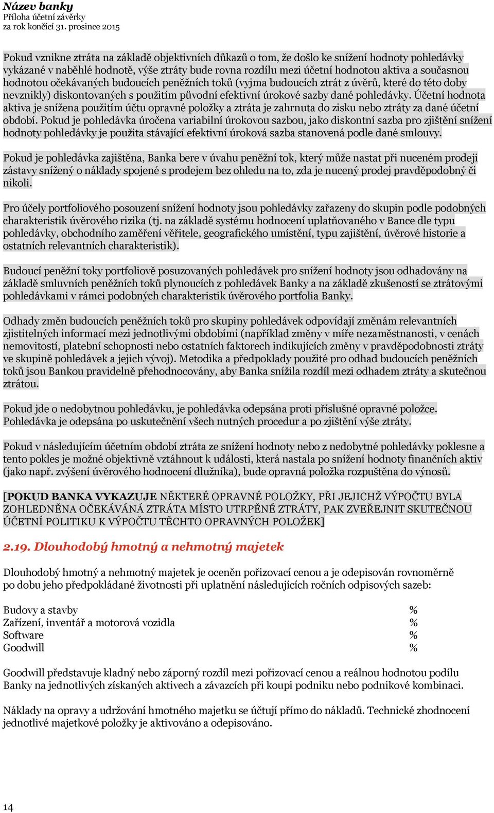 Účetní aktiva je snížena použitím účtu opravné položky a ztráta je zahrnuta do zisku nebo ztráty za dané účetní období.