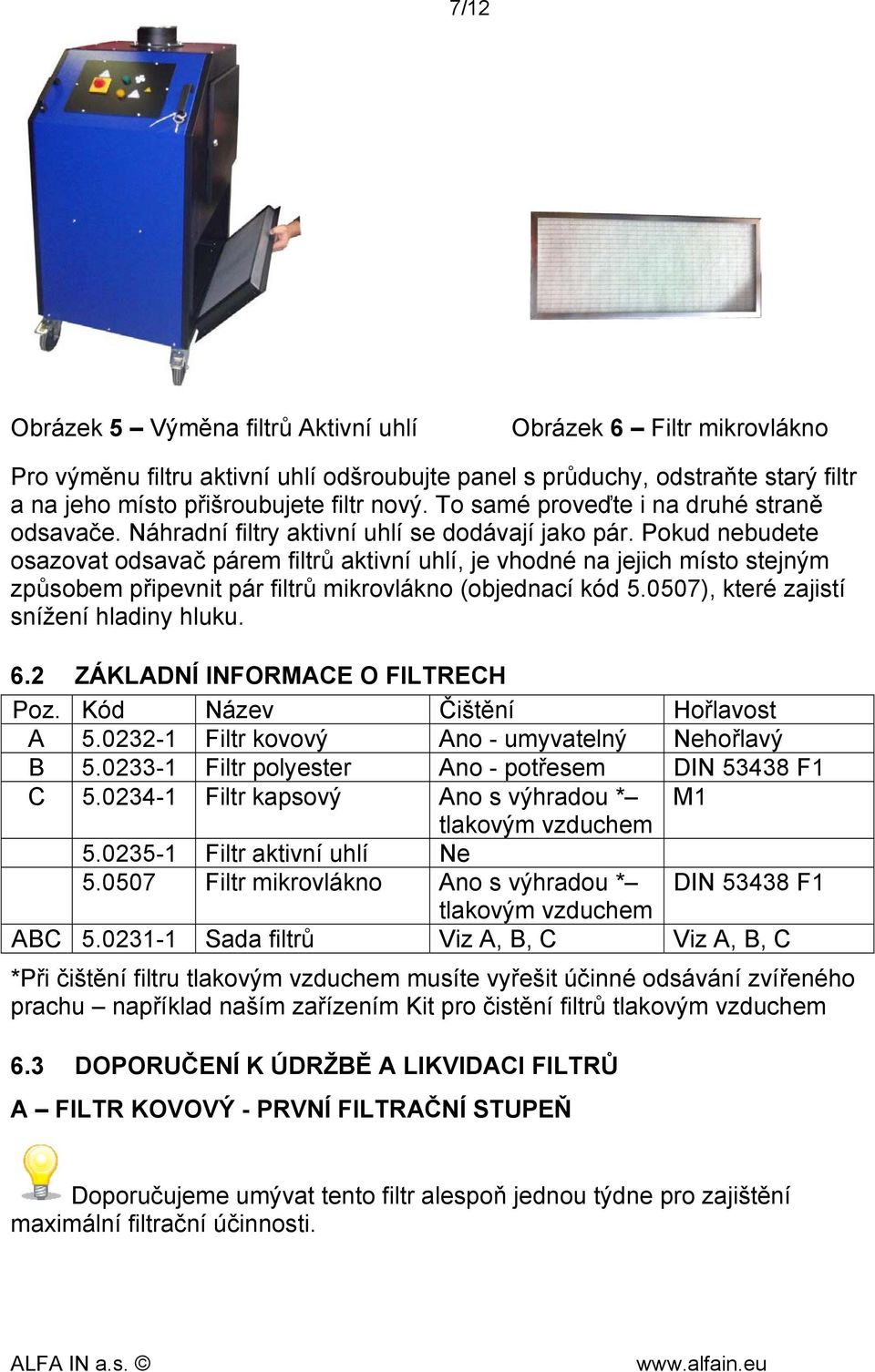 Pokud nebudete osazovat odsavač párem filtrů aktivní uhlí, je vhodné na jejich místo stejným způsobem připevnit pár filtrů mikrovlákno (objednací kód 5.0507), které zajistí snížení hladiny hluku. 6.