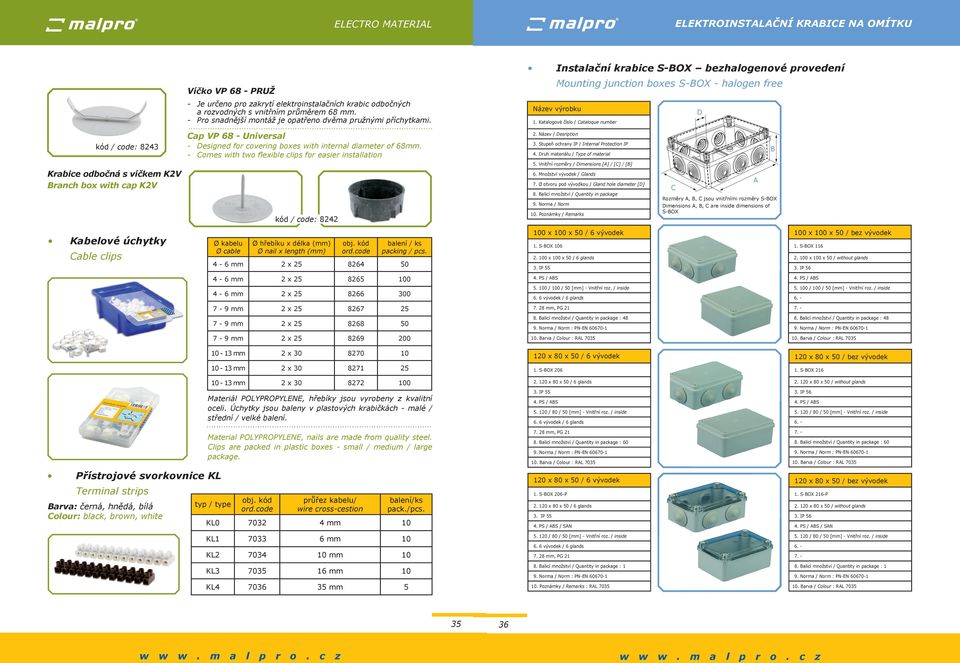 Katalogové číslo / Cataloque number kód / code: 8243 cap VP 68 - universal - Designed for covering boxes with internal diameter of 68mm. - Comes with two flexible clips for easier installation 2.